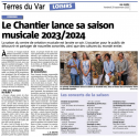 Var Matin : « Le Chantier lance sa saison musicale 2023/2024 »